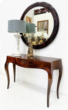 Mid century Italian Burl Olivewood Console Table with Drawer - 4228271