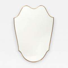 Mid century Italian Large Shield Shaped Brass Wall Mirror - 4757936