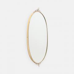 Mid century Italian Oval Brass Beveled Wall Mirror with Loop Decorations - 4743411
