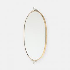 Mid century Italian Oval Brass Beveled Wall Mirror with Loop Decorations - 4743413