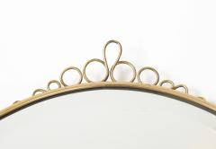 Mid century Italian Oval Brass Beveled Wall Mirror with Loop Decorations - 4743415