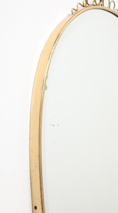 Mid century Italian Oval Brass Beveled Wall Mirror with Loop Decorations - 4743416