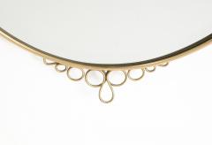 Mid century Italian Oval Brass Beveled Wall Mirror with Loop Decorations - 4743421