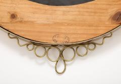 Mid century Italian Oval Brass Beveled Wall Mirror with Loop Decorations - 4743423
