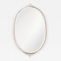 Mid century Italian Oval Brass Beveled Wall Mirror with Loop Decorations - 4745404