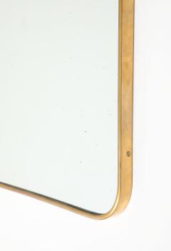 Mid century Italian Rectangular Brass Wall Mirror Looping Scroll Crest - 4743523