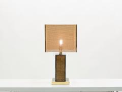 Mid century Italian brass lacquer cane table lamp 1970s - 1682582