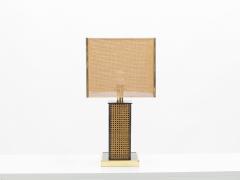 Mid century Italian brass lacquer cane table lamp 1970s - 1682585