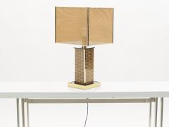 Mid century Italian brass lacquer cane table lamp 1970s - 1682587