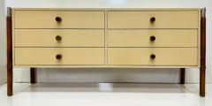 Mid century Modern 6 Drawer Dresser Chrome Wood Laminate - 3918703