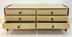 Mid century Modern 6 Drawer Dresser Chrome Wood Laminate - 3918768