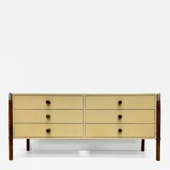 Mid century Modern 6 Drawer Dresser Chrome Wood Laminate - 3922905