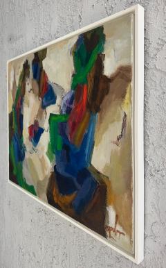 Mid century Modern Abstract Painting In Saturated Hues Newly Framed - 4529949
