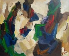 Mid century Modern Abstract Painting In Saturated Hues Newly Framed - 4532576