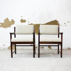 Mid century Modern Armchairs in Hardwood Beige Leather Bureau 1960s Brazil - 3298876