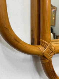 Mid century Modern Coastal Overscale Bent Rattan Wall Mirror - 4306655