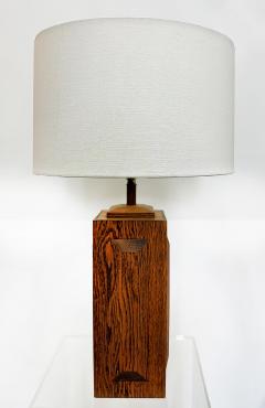 Mid century Modern Cross Cut Oak Wood Table Lamps Pair - 4336875