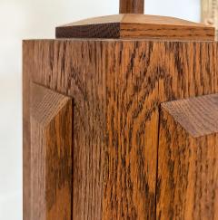 Mid century Modern Cross Cut Oak Wood Table Lamps Pair - 4336882