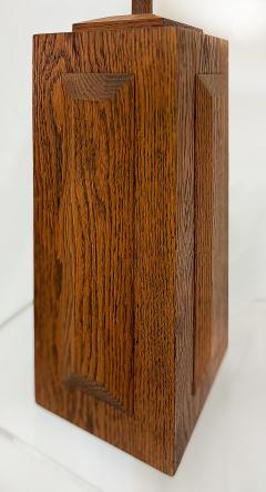 Mid century Modern Cross Cut Oak Wood Table Lamps Pair - 4336884