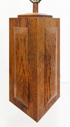 Mid century Modern Cross Cut Oak Wood Table Lamps Pair - 4336914