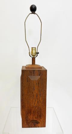 Mid century Modern Cross Cut Oak Wood Table Lamps Pair - 4336916