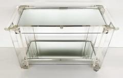 Mid century Modern Lucite 2 Tiered Serving Bar Tea Cart on Casters - 3626431