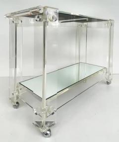 Mid century Modern Lucite 2 Tiered Serving Bar Tea Cart on Casters - 3626433