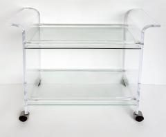 Mid century Modern Lucite 2 tiered Rolling Bar Serving Cart on Casters - 4571843