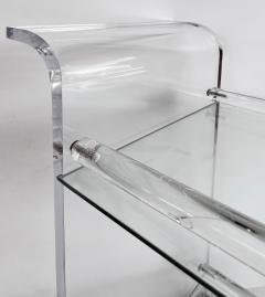 Mid century Modern Lucite 2 tiered Rolling Bar Serving Cart on Casters - 4571920