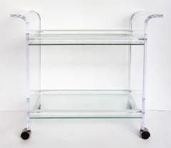 Mid century Modern Lucite 2 tiered Rolling Bar Serving Cart on Casters - 4571922