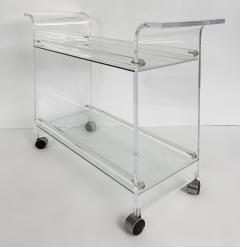 Mid century Modern Lucite 2 tiered Rolling Bar Serving Cart on Casters - 4571927