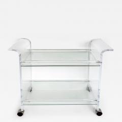 Mid century Modern Lucite 2 tiered Rolling Bar Serving Cart on Casters - 4574234