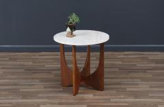 Mid century Modern Side Table with Travertine Stone Top - 3728862