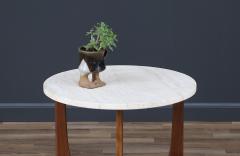 Mid century Modern Side Table with Travertine Stone Top - 3728864