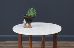 Mid century Modern Side Table with Travertine Stone Top - 3728865