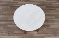 Mid century Modern Side Table with Travertine Stone Top - 3728867