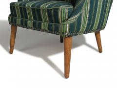 Mid century Scandinavian Teak Lounge Chair in Original Green Wool - 4026727