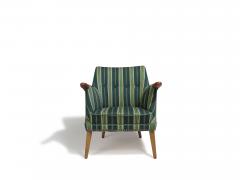 Mid century Scandinavian Teak Lounge Chair in Original Green Wool - 4026728