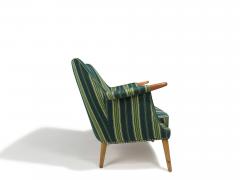 Mid century Scandinavian Teak Lounge Chair in Original Green Wool - 4026729