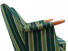 Mid century Scandinavian Teak Lounge Chair in Original Green Wool - 4026730