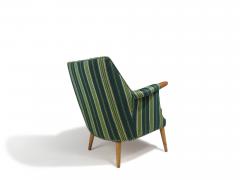 Mid century Scandinavian Teak Lounge Chair in Original Green Wool - 4026731