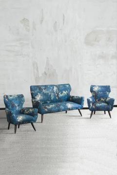 Mid century Sofa and Pair of Berg re Armchairs Set with Dedar Fabric Upholstery - 3998873