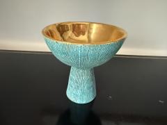 Mid century ceramic chalice gold turquoise - 4178507