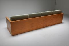 Mid century modern sofa in pitch pine and velvet 1960s - 1320484