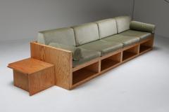 Mid century modern sofa in pitch pine and velvet 1960s - 1320485