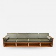 Mid century modern sofa in pitch pine and velvet 1960s - 1322430