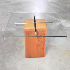 Mid century scandinavian modern square teak chrome and glass side table - 1639683