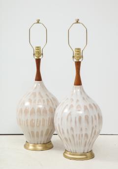 MidCentury Cream Taupe Ceramic Lamps - 1690501
