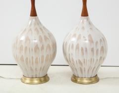 MidCentury Cream Taupe Ceramic Lamps - 1690502
