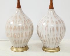 MidCentury Cream Taupe Ceramic Lamps - 1690503